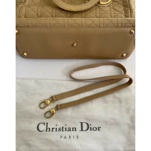 Authentic ChristianDior Lady Handbag Leather Ivory Detachable Strap With Dustbag - Picture 10 of 12